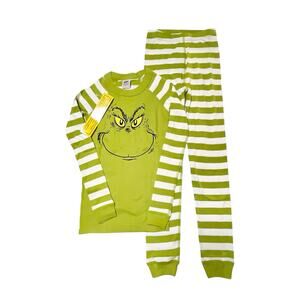 NWT Hanna Andersson Grinch Stripe PJ Set Size 8